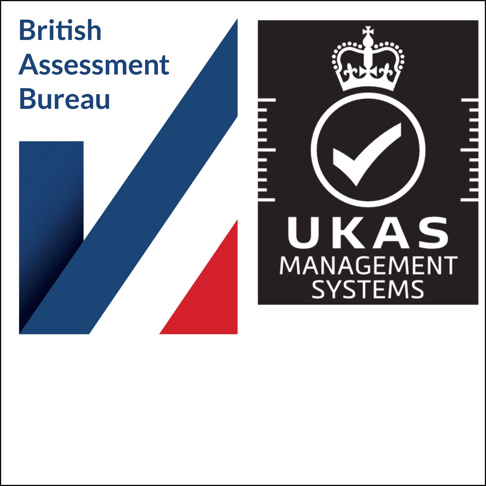 British Assessment Bureau and UKAS Management System logos. ISO 9001 Quality Management